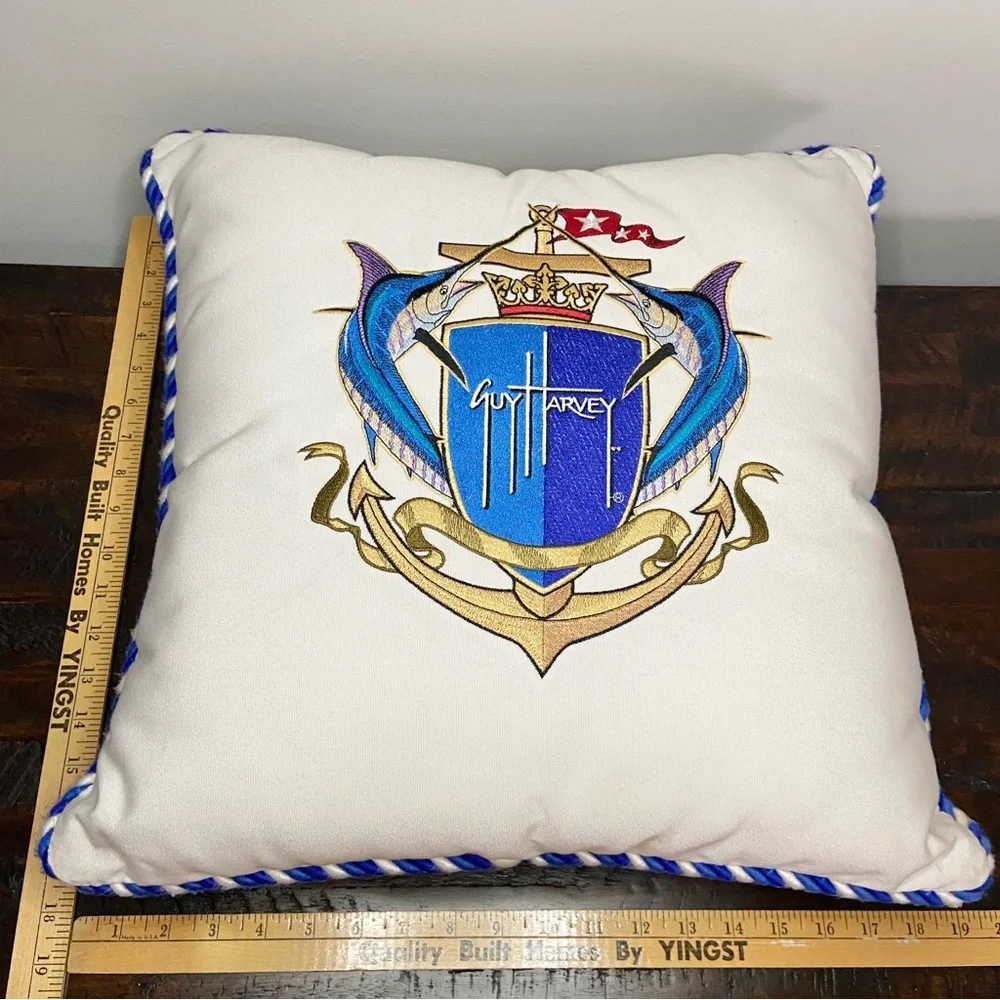 Guy Harvey Embroidered Crest Outdoor Pillow Cushease Sunbrella